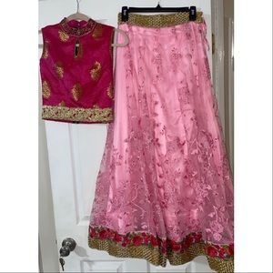 Pink and gold ghagra choli